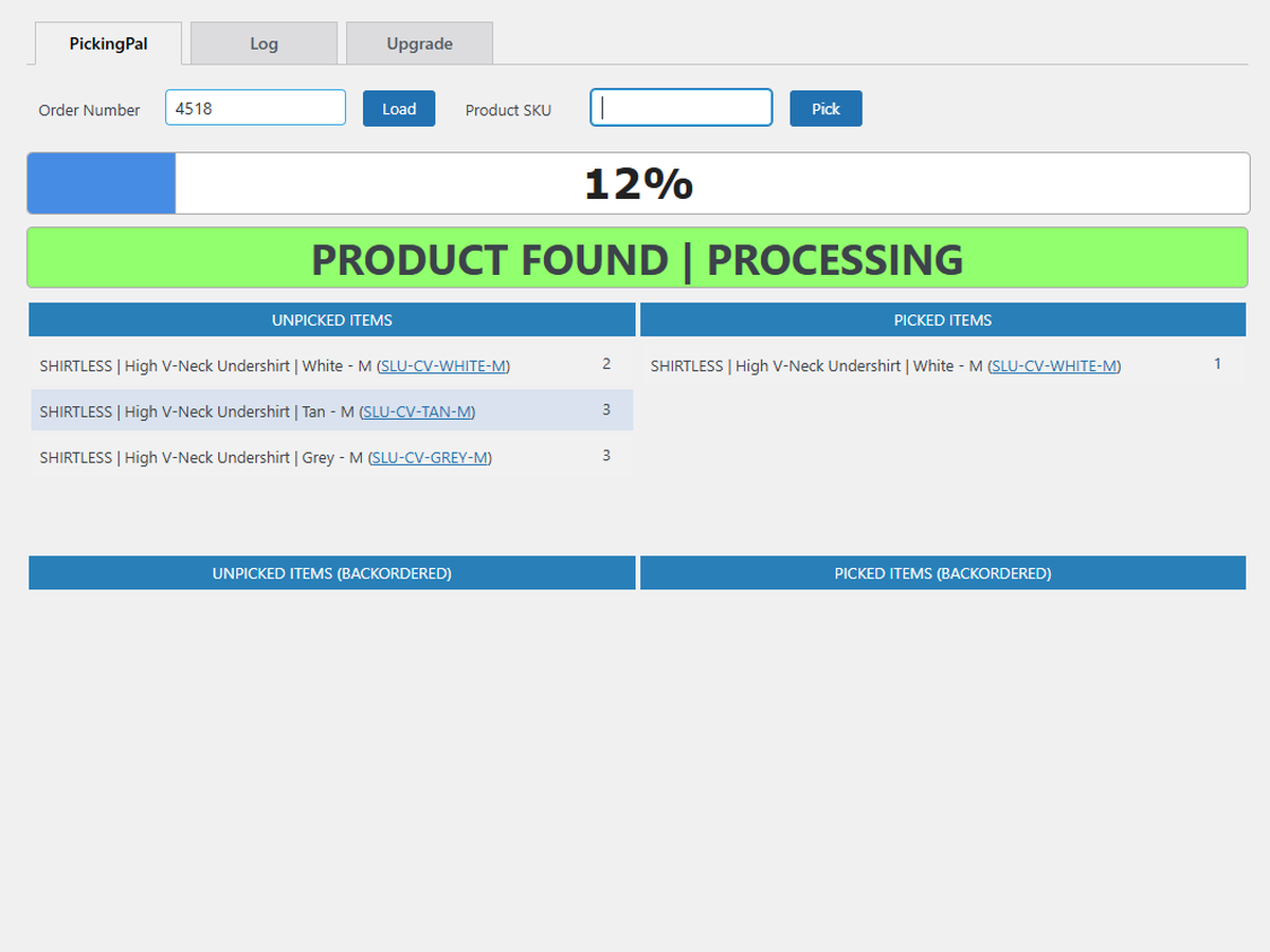 PickingPal Lite for WooCommerce - picking progress 1