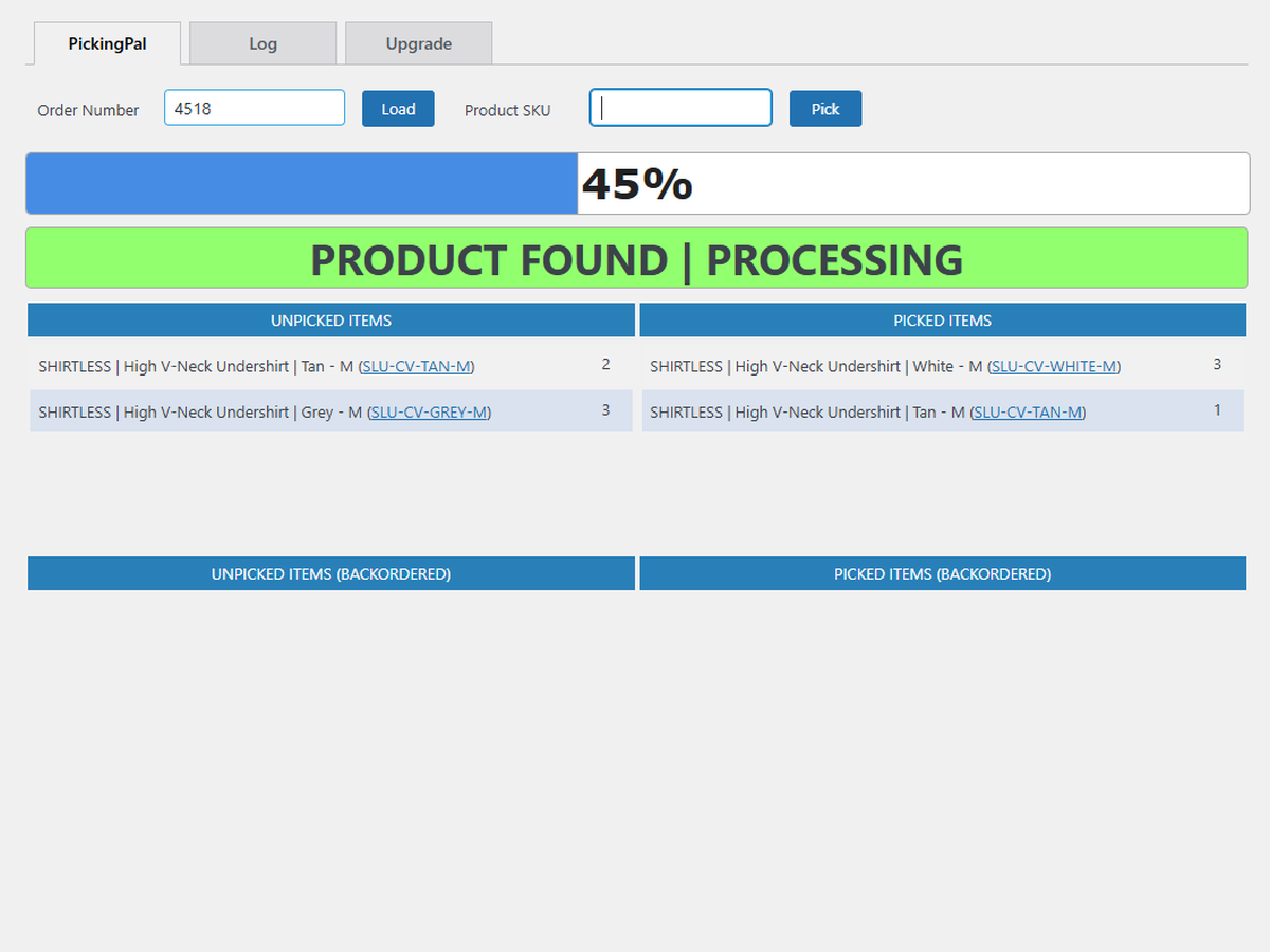 PickingPal Lite for WooCommerce - picking progress 2