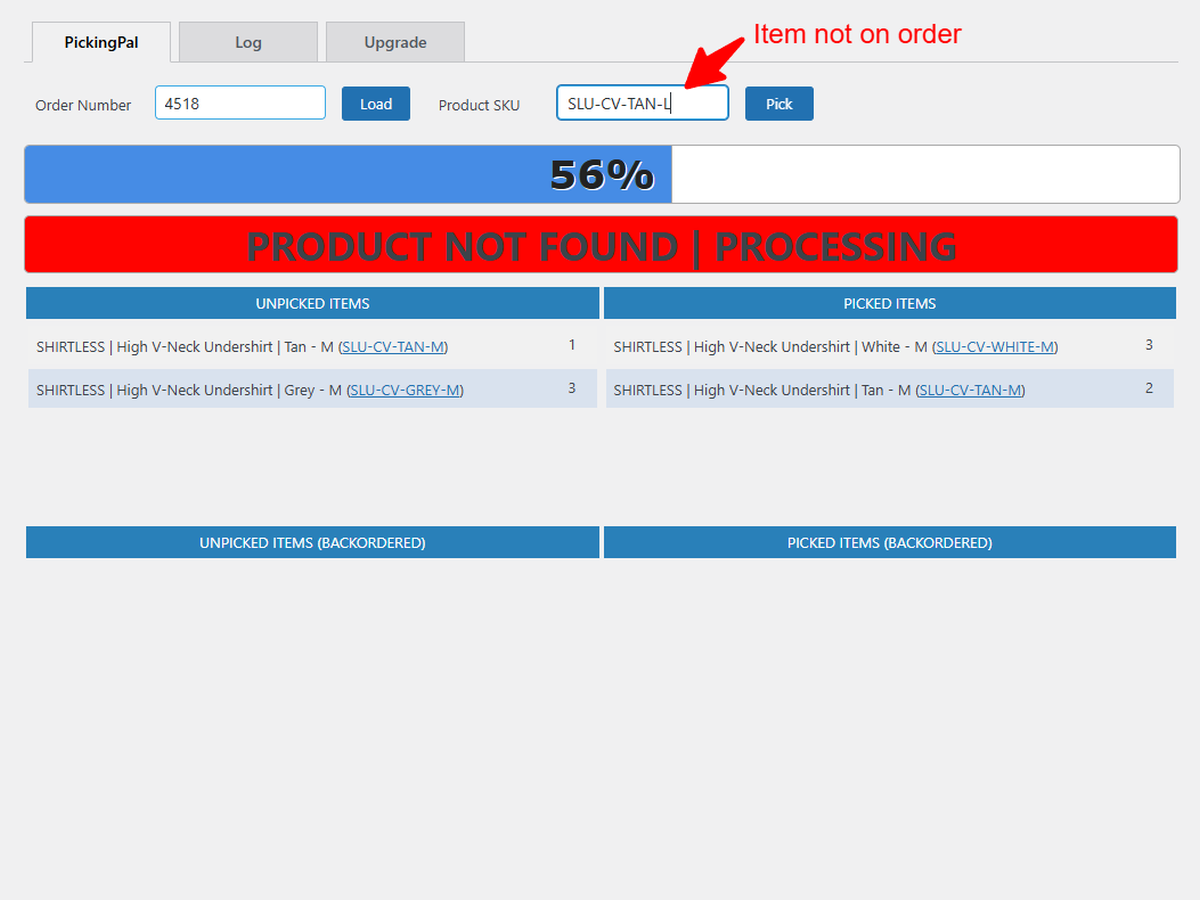 PickingPal Lite for WooCommerce - picking progress product not found